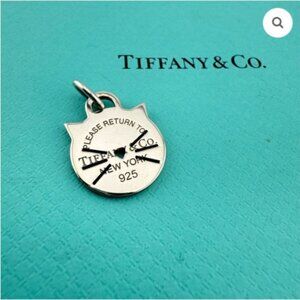 RARE Return to Tiffany Co Cat Kitten Tag Charm or Pendant in 925 Sterling Silver